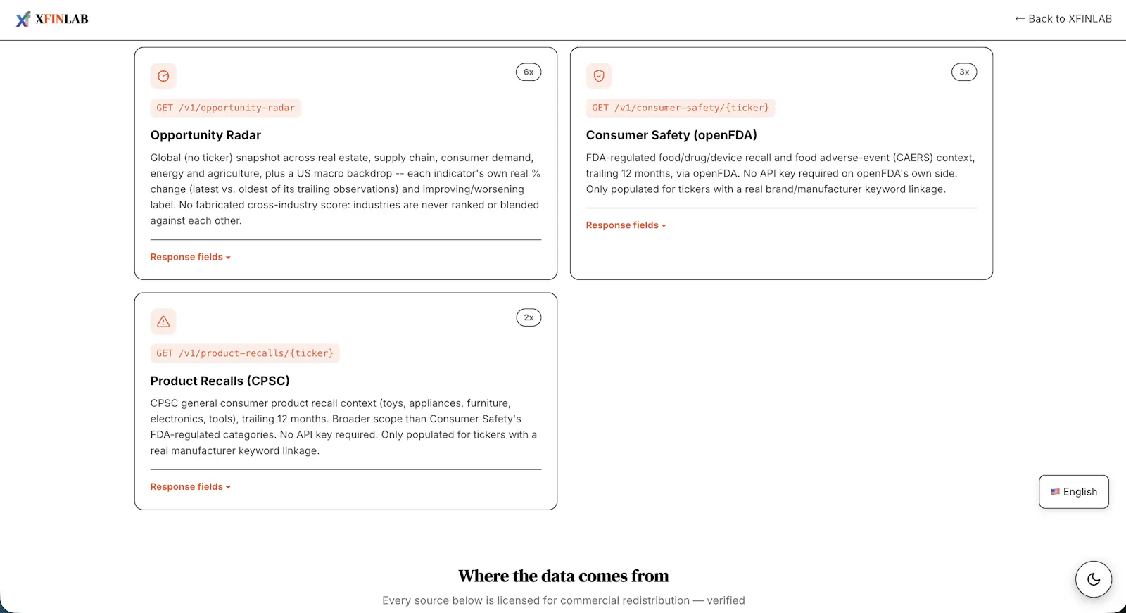 XFINLAB Intelligence API screenshot 9