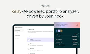 AngelList Relay Dashboard：一个组织整齐的界面，显示投资数据和见解。”