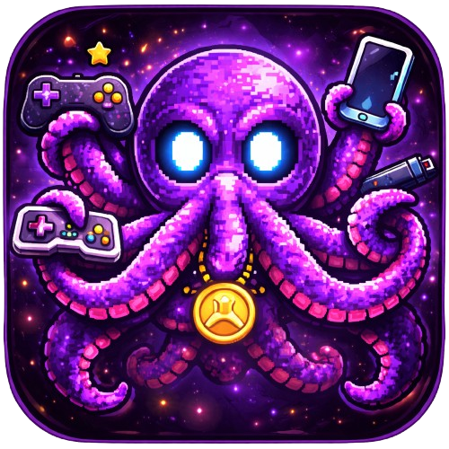 OctoGames - 2000+ desktop & mobile games - Product Hunt launch logo and brand identity
