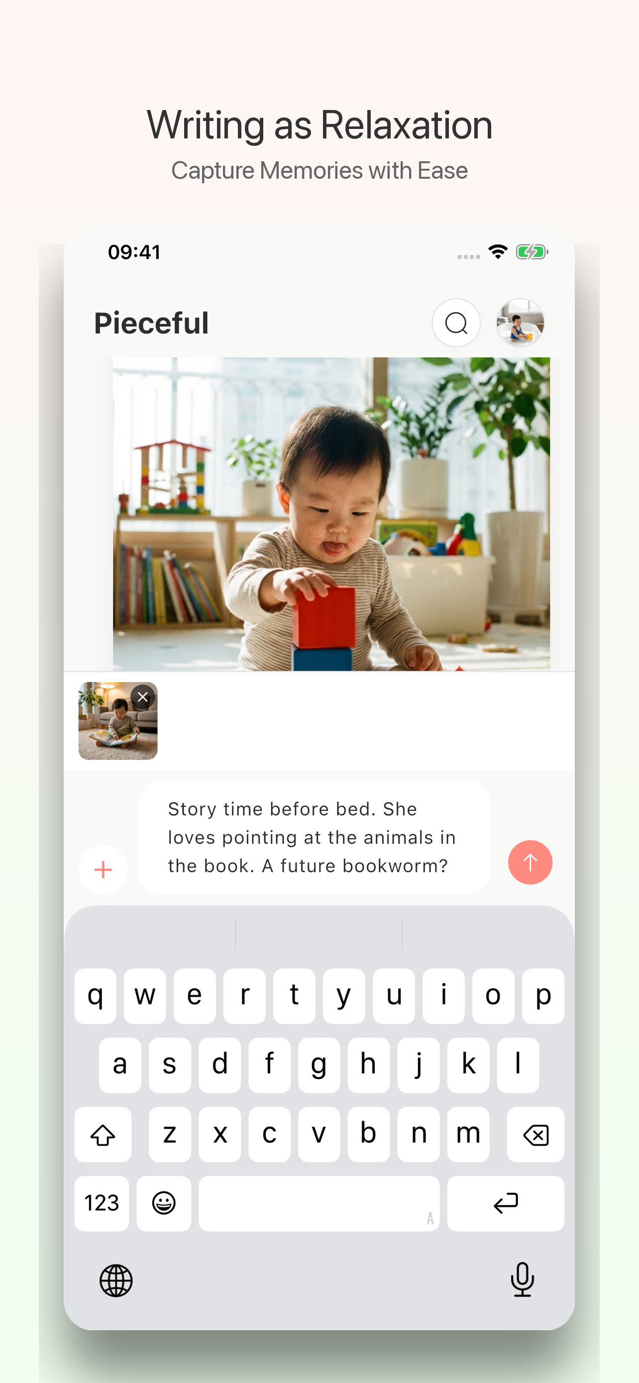 Pieceful - AI baby journal - Screenshot 3 showing product features and functionality