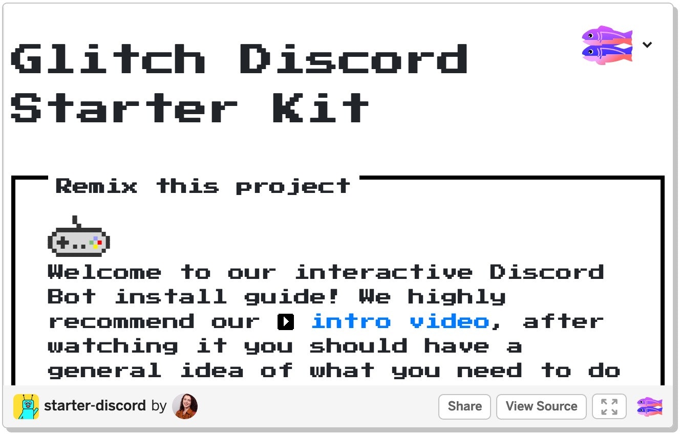 Glitch Discord Starter Kit gallery image