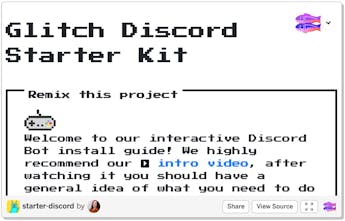 Glitch Discord Starter Kit An Easy Way To Get A Discord Bot Up