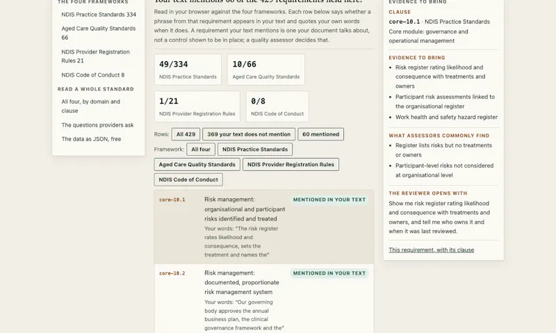 Care Standards Checker screenshot 1