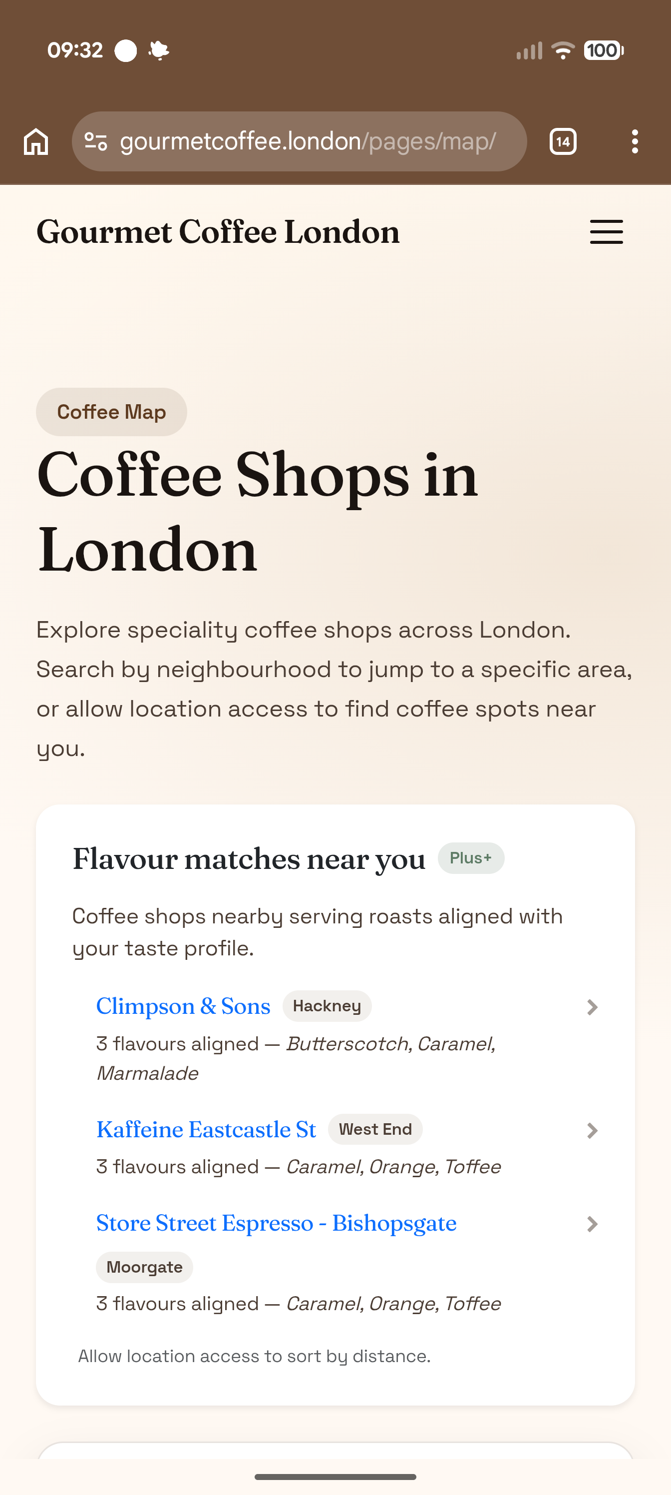 Gourmet Coffee London - Screenshot 2 showing product features and functionality