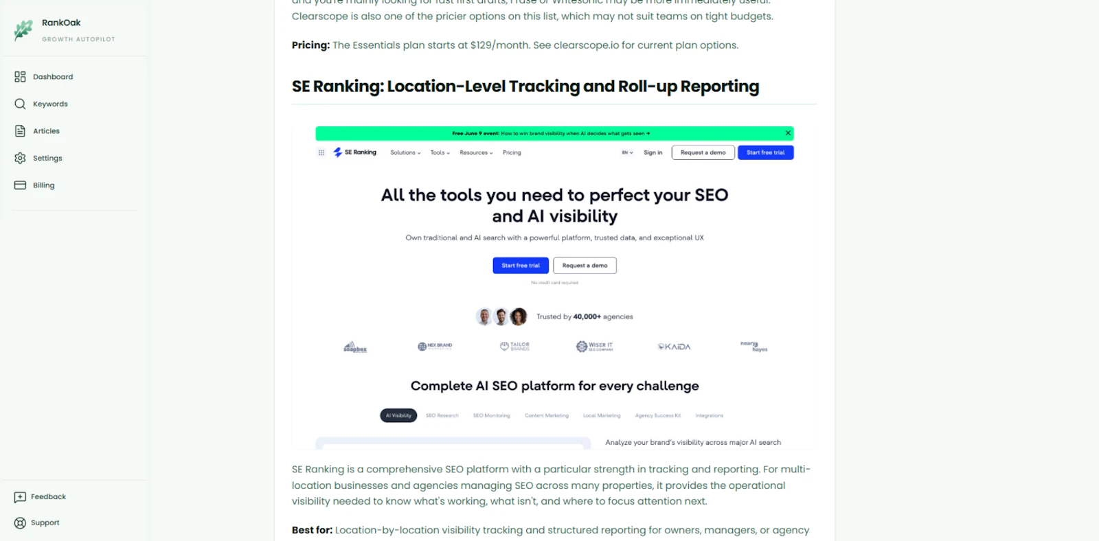 RankOak screenshot 2
