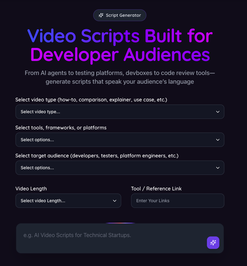 Infrasity Video Script Generator