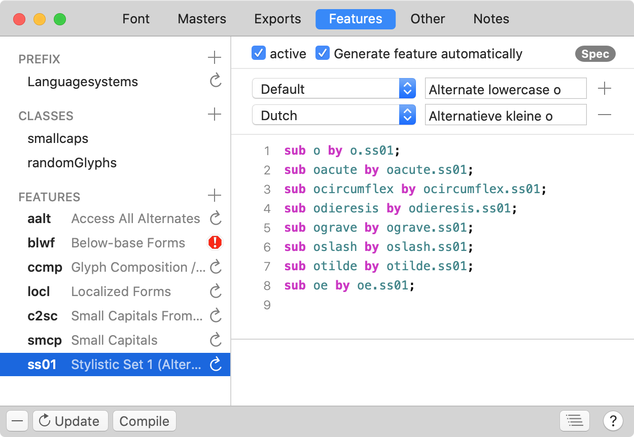 how to activate font glyphs in mac