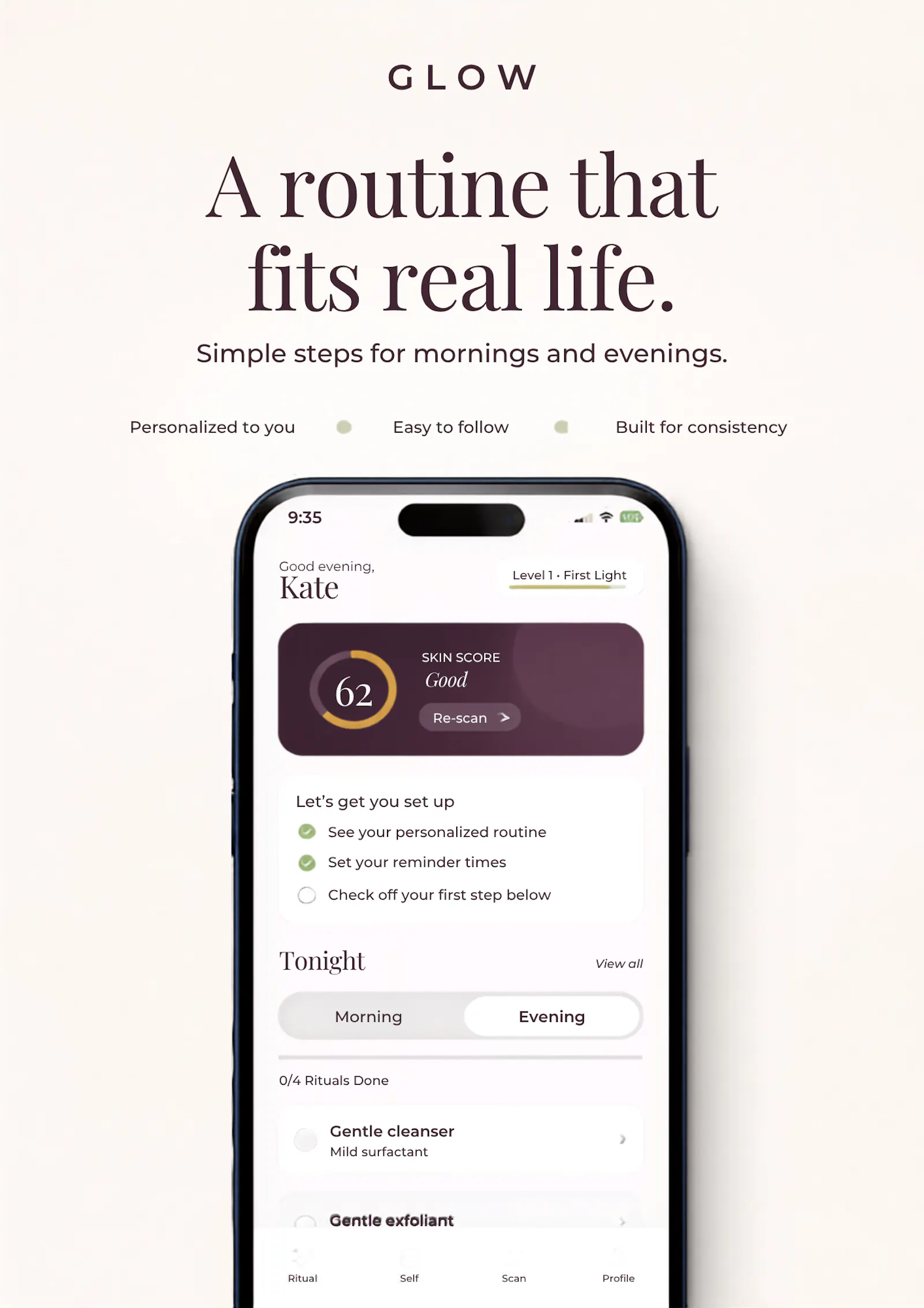 Glow Personalized skincare routine screenshot 2