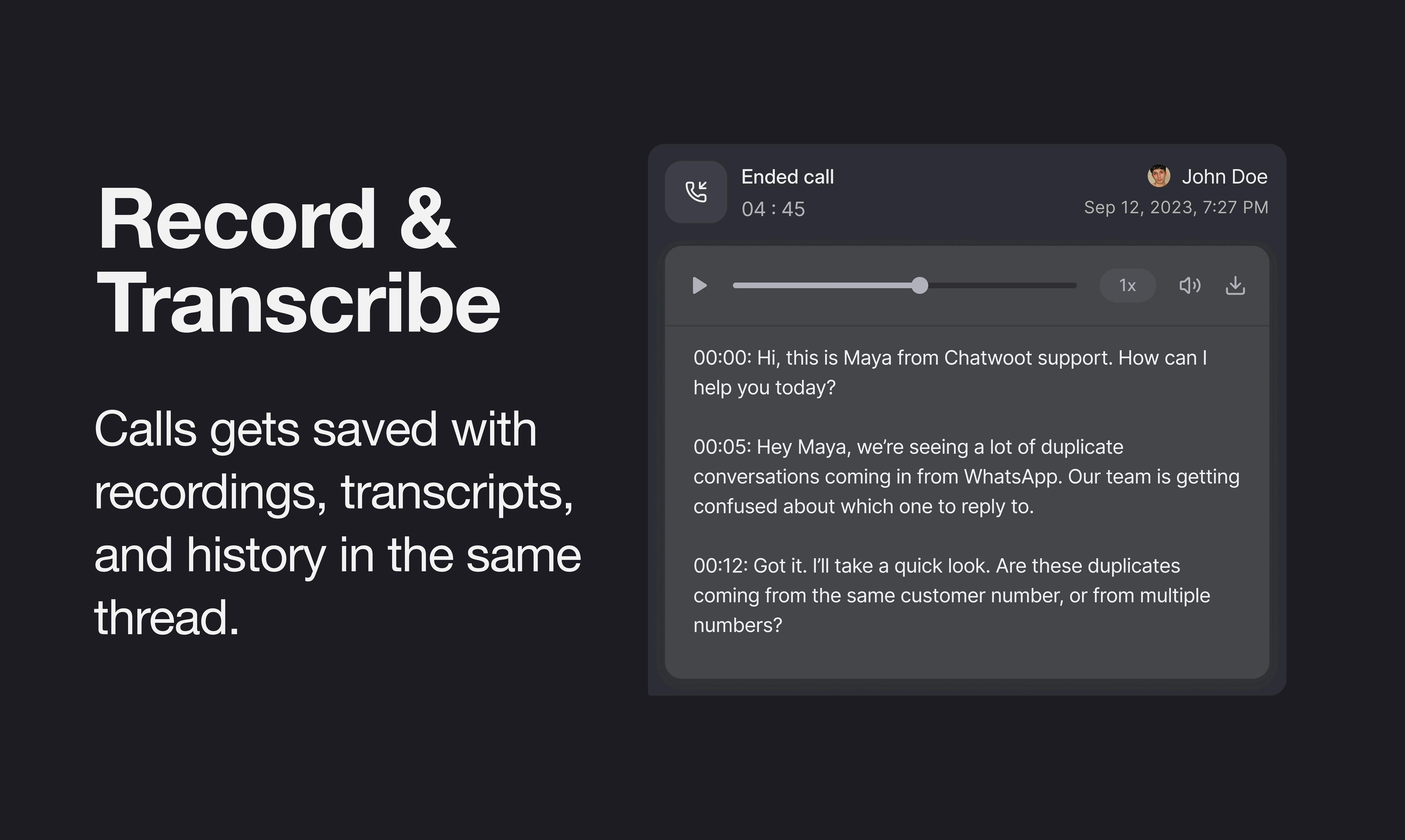 Voice Calls in Chatwoot screenshot 4