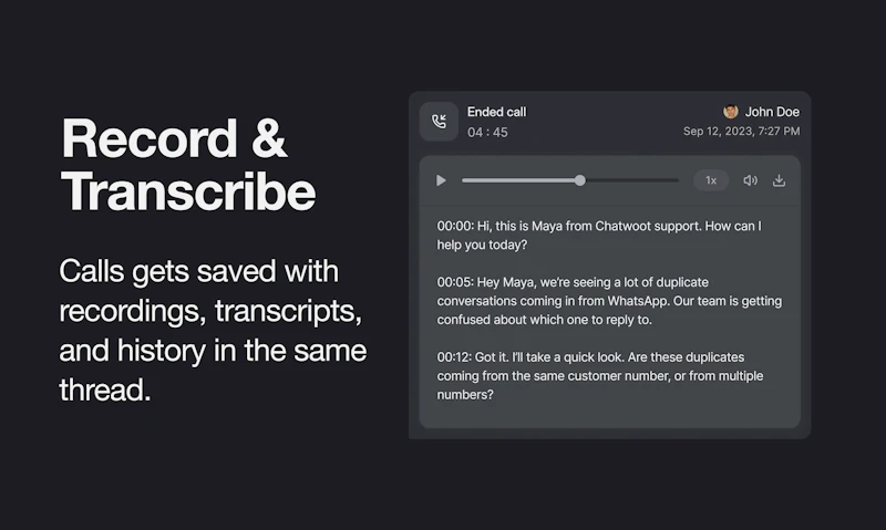 Voice Calls in Chatwoot screenshot 5