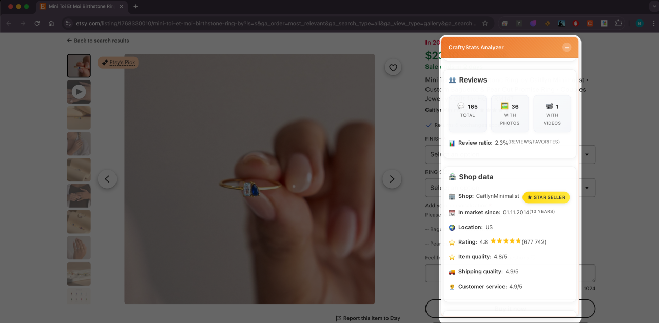 Craftystats: outil d'analyse Etsy media 3