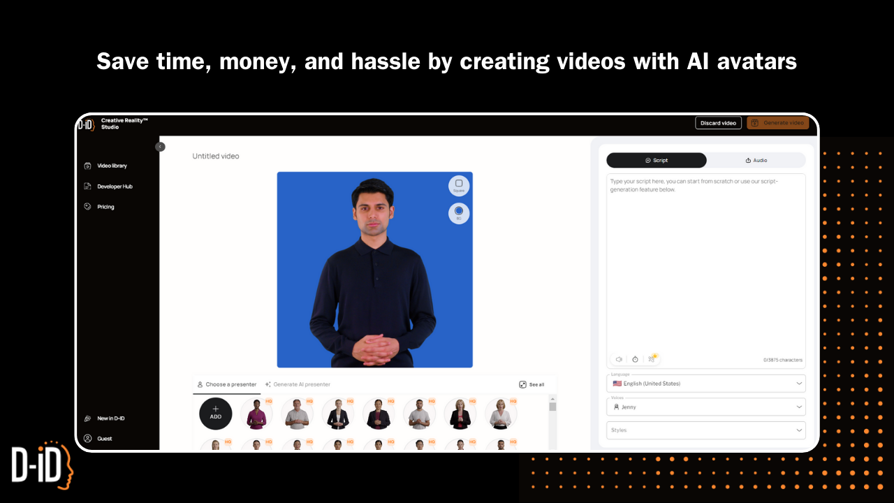 D-Id — screenshot 1 showing tool features and UI