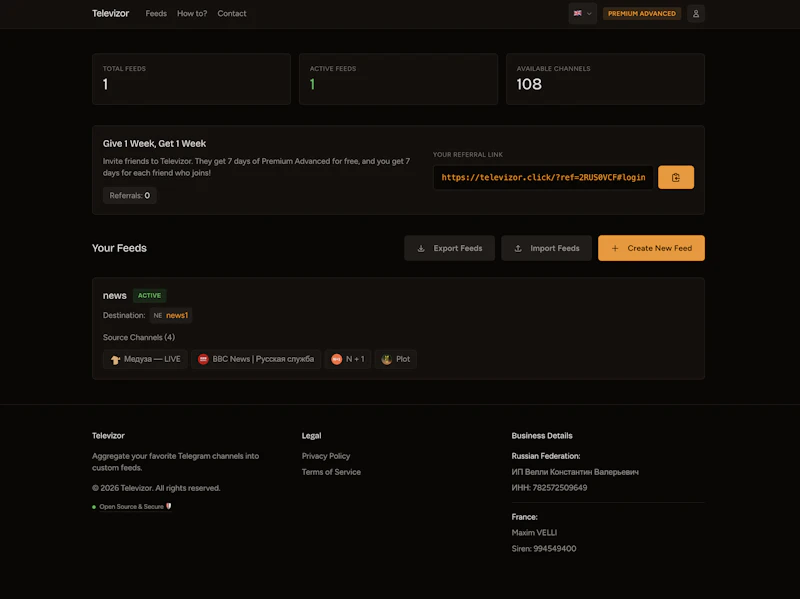 Televizor | Telegram Feed Aggregator screenshot 3
