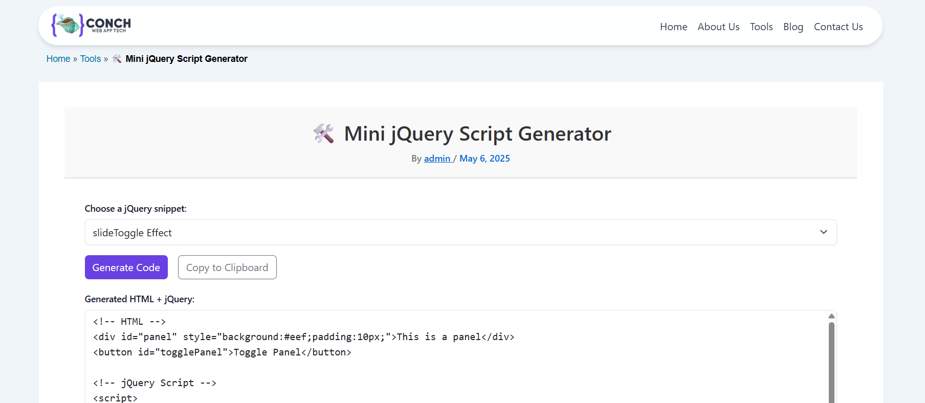 Media Máy phát tập script mini JQuery - Dễ dàng tạo ra các tập lệnh jquery mini một cách dễ dàng 1