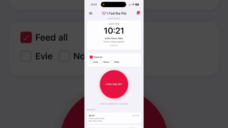 I Fed the Pet: Feed Tracker screenshot 1 (video preview)