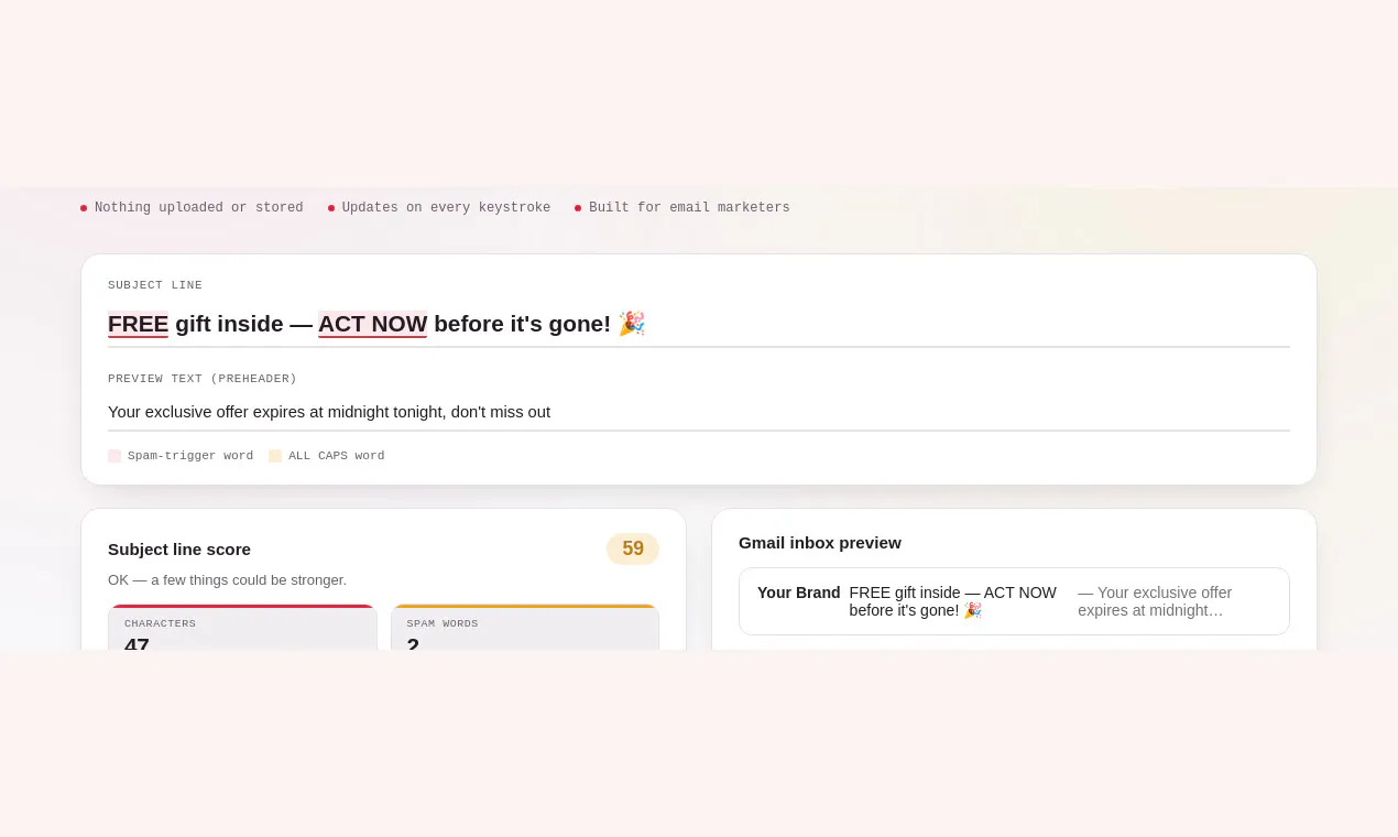 Email Subject Line, Inbox Preview Tester gallery image