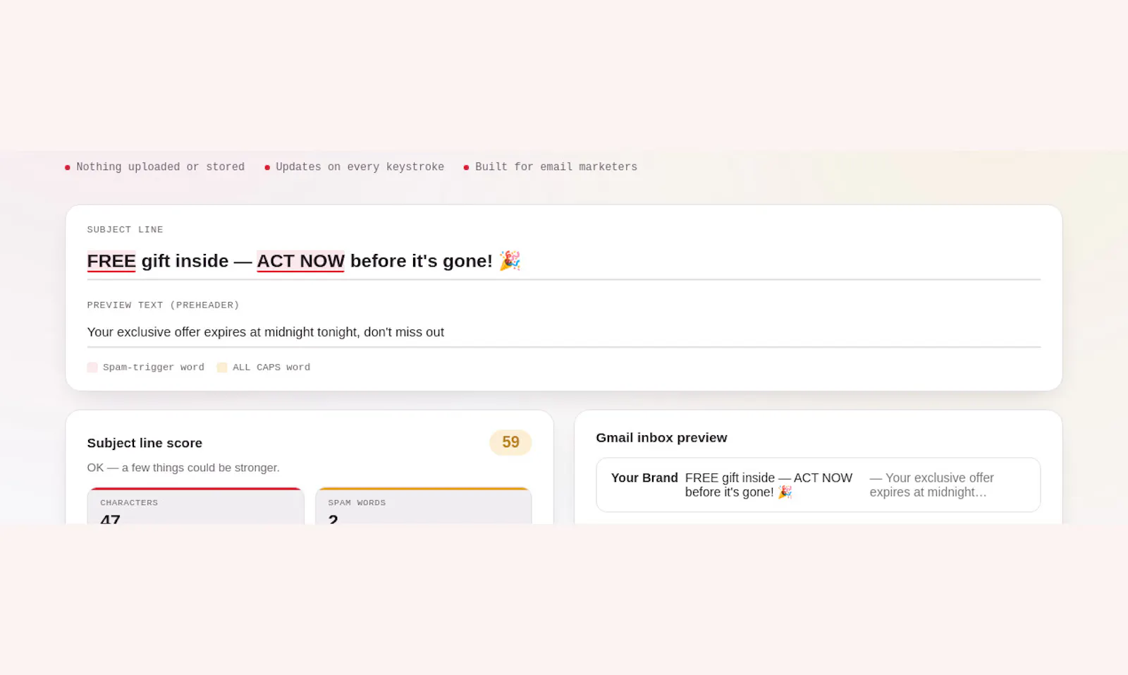 Email Subject Line, Inbox Preview Tester screenshot 2