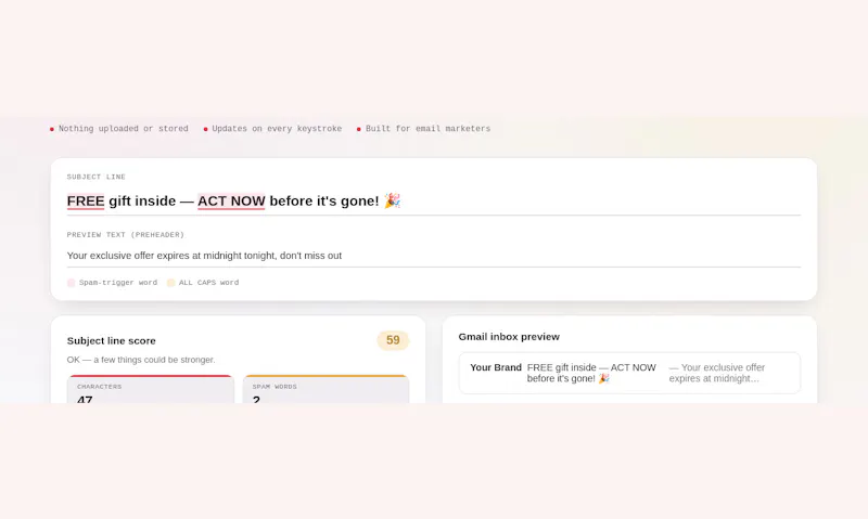 Email Subject Line, Inbox Preview Tester screenshot 2