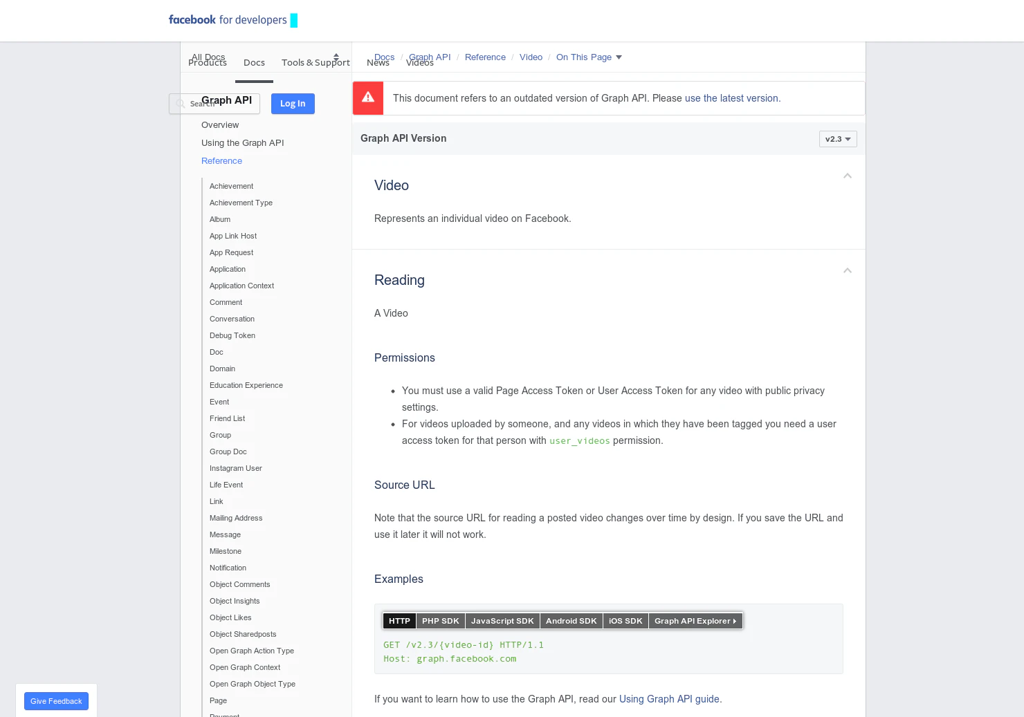 Facebook Video API