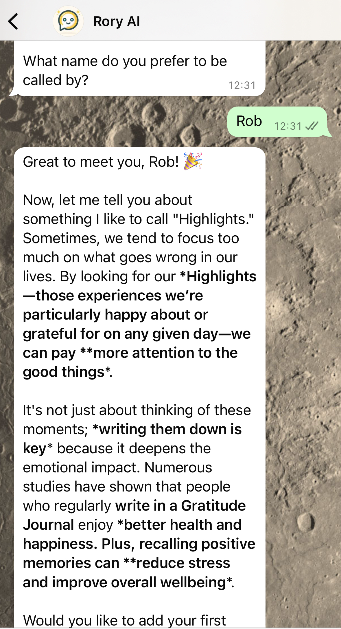 Rory AI [beta] - AI Journaling Companion gallery image