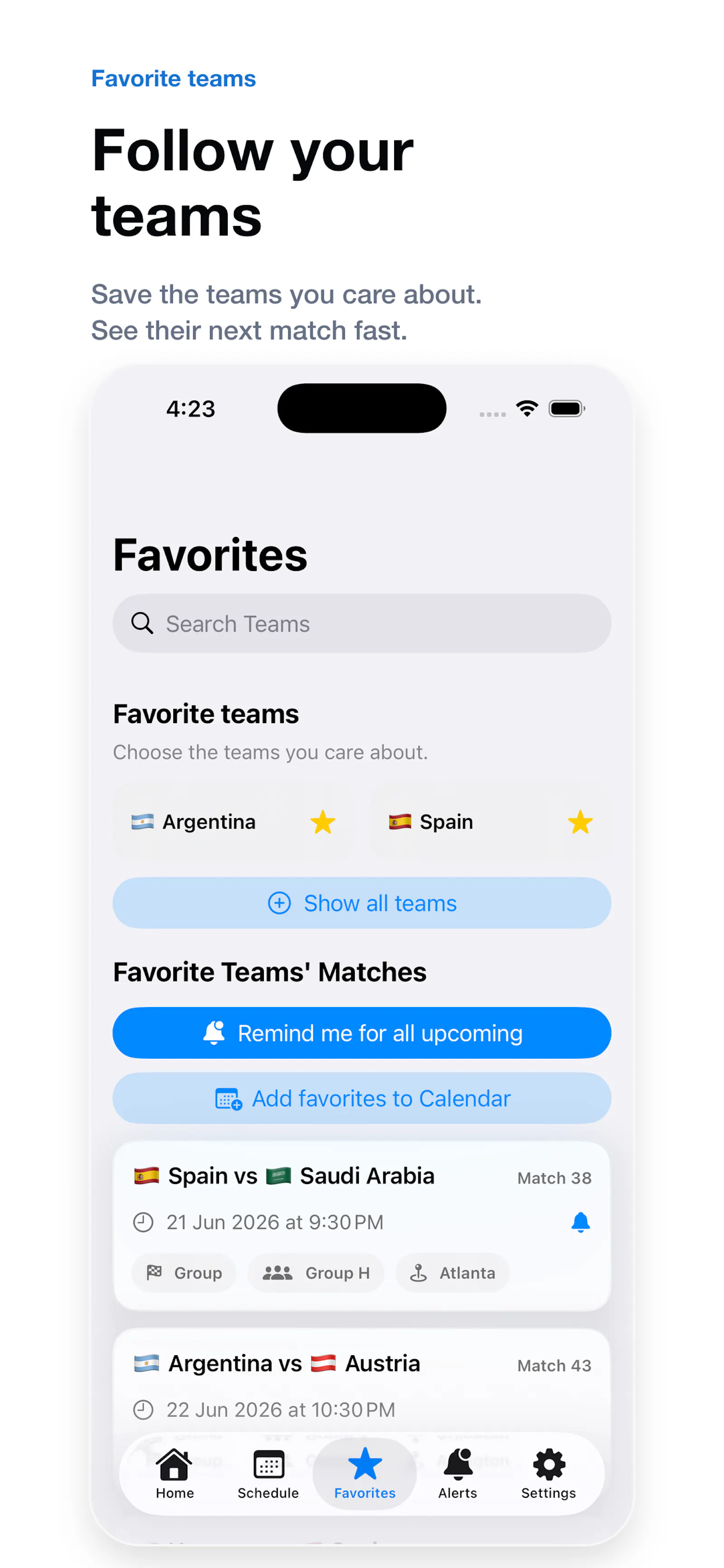 Kickoff Alarm 2026 screenshot 2