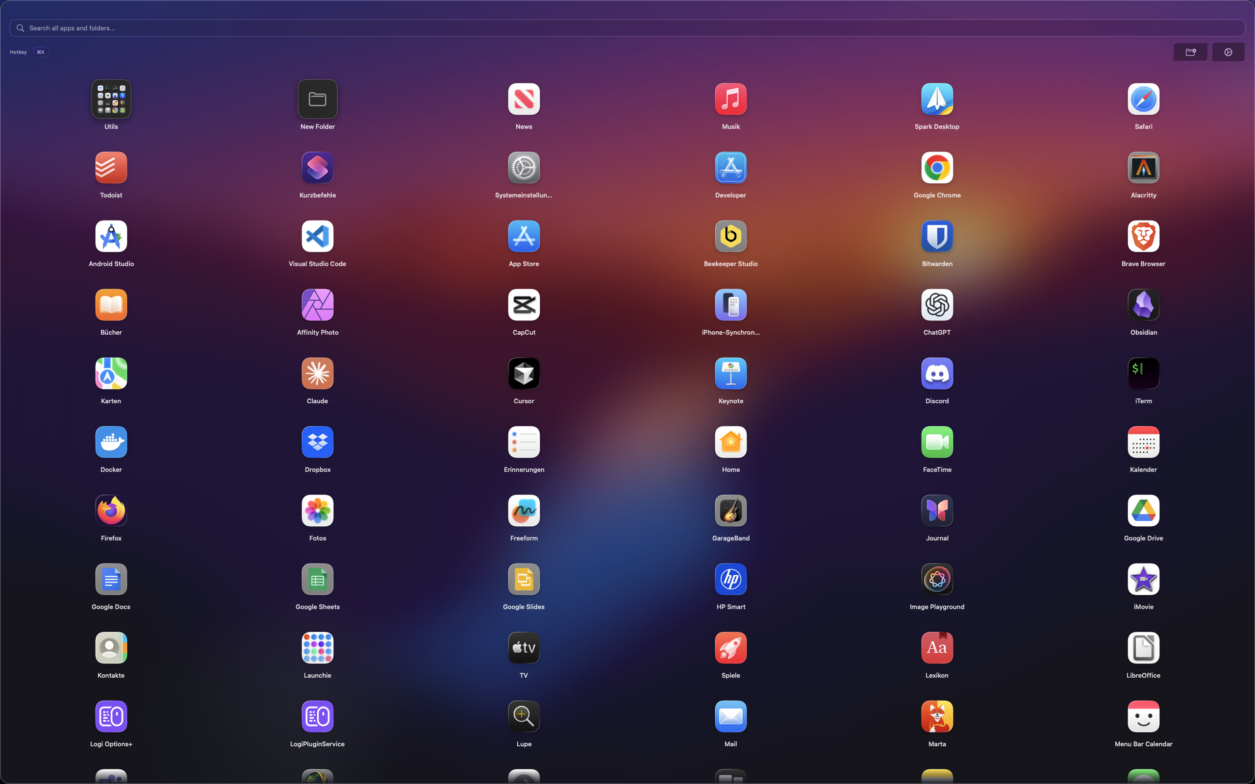 Mídia 6 de Lançador - O substituto da barra de lançamento para MacOS 26 para encontrar todos os seus aplicativos