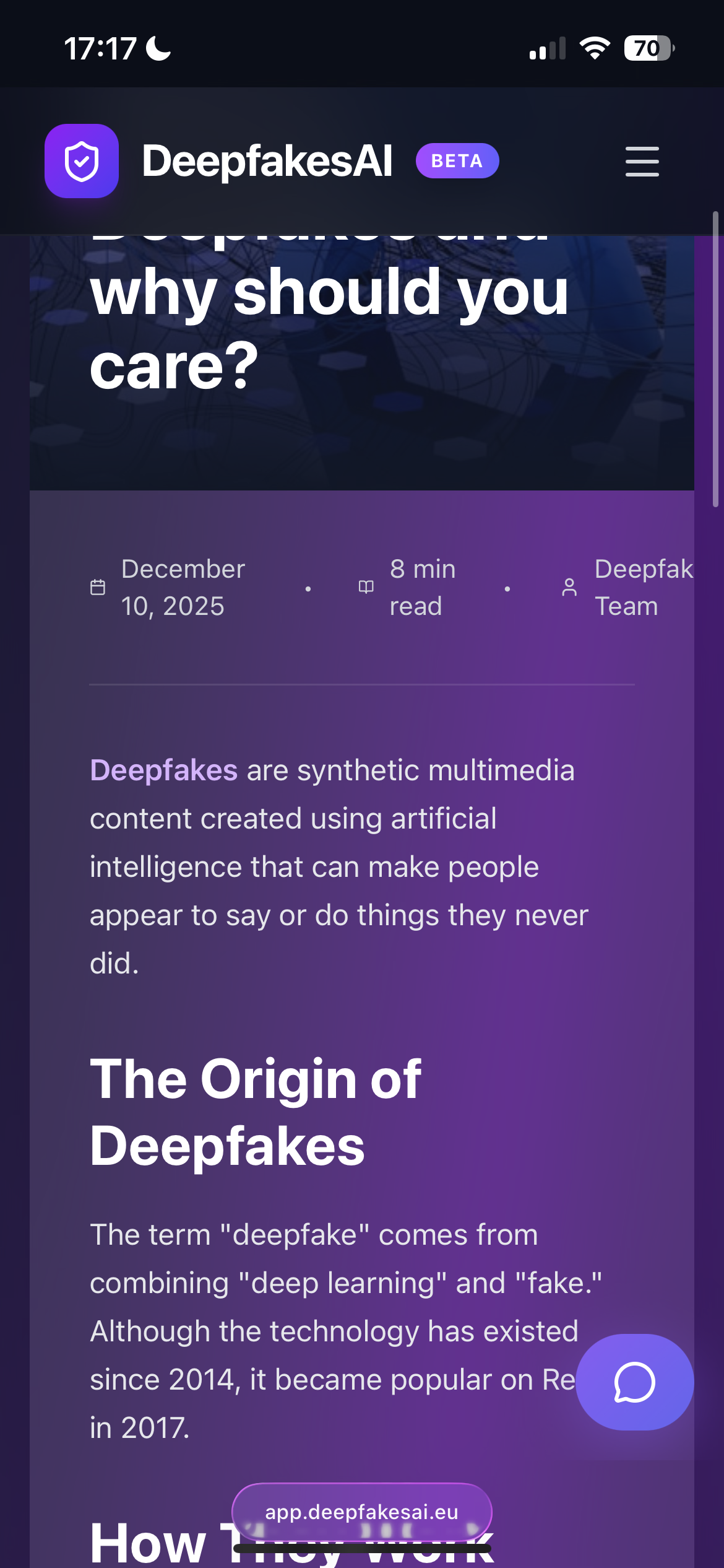 DeepfakesAI – Can You Spot the Fake? - Screenshot 2 showing product features and functionality