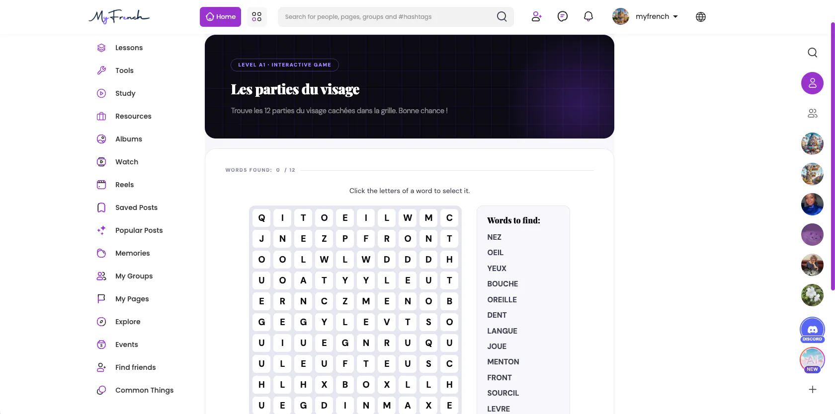 My French screenshot