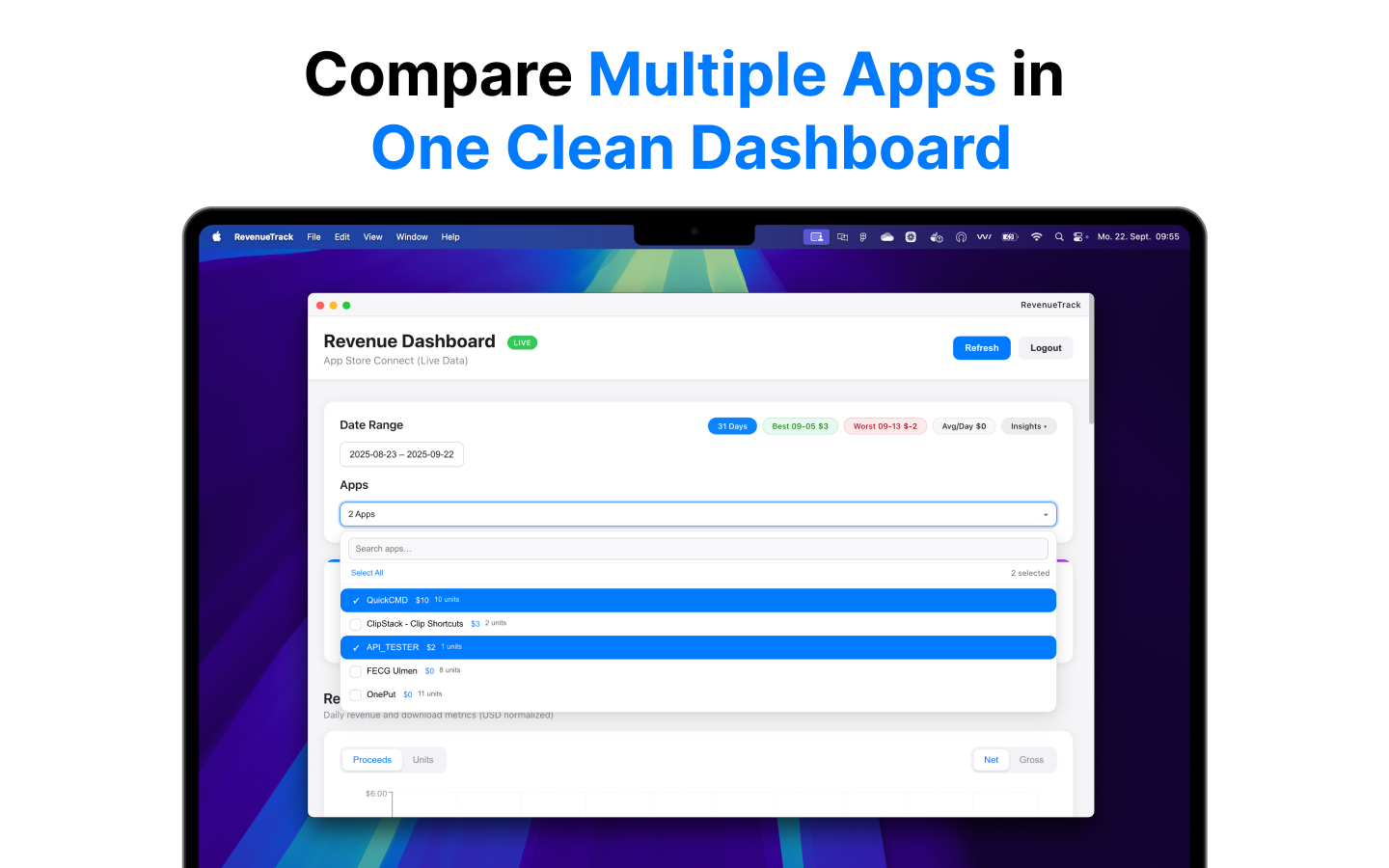 Revenuetrack - MAC 앱 개발자를위한 깨끗하고 빠른 수익 분석 미디어 6