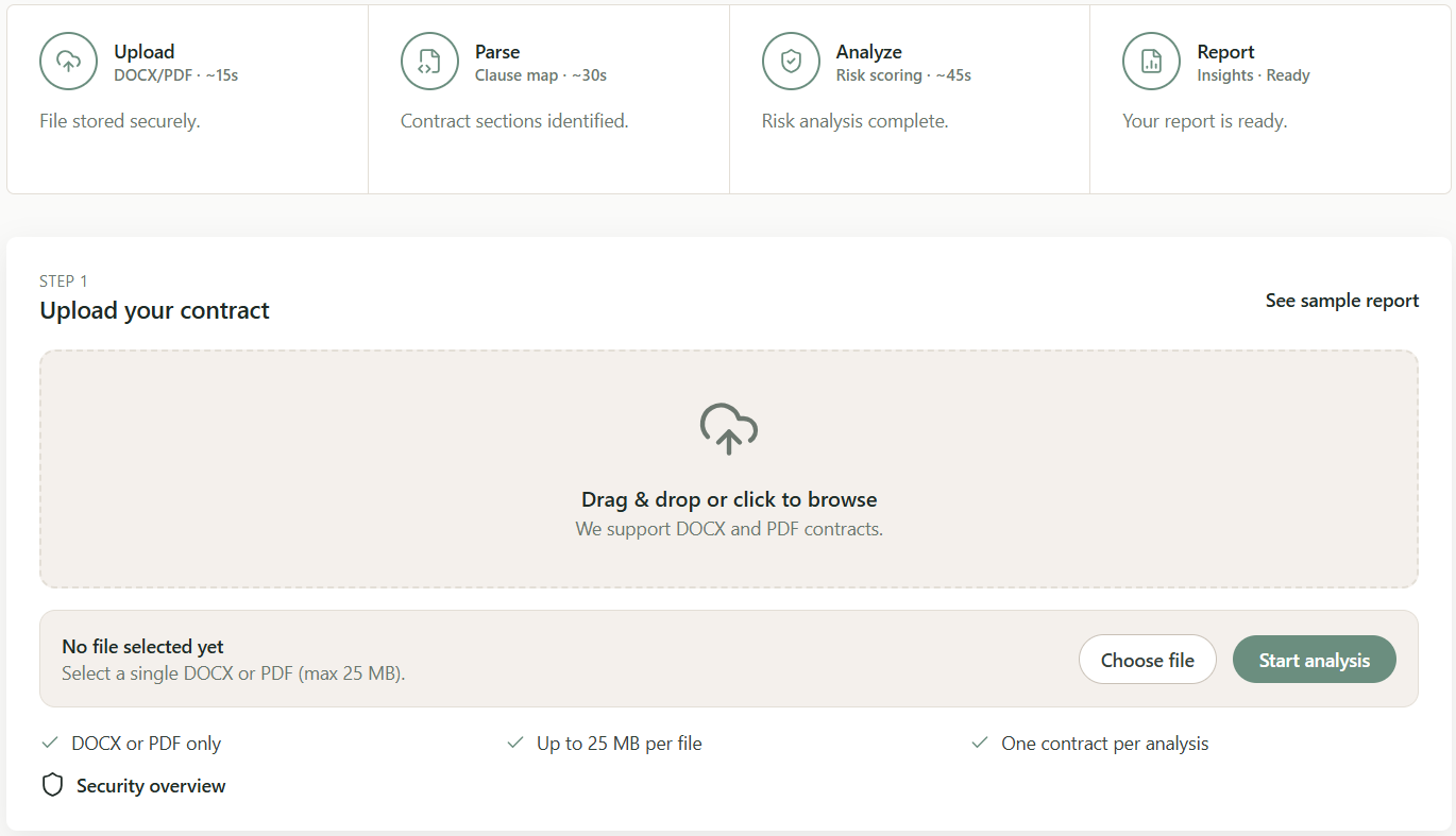 ClearSigna — AI Contract Analysis  - Screenshot 2 showing product features and functionality