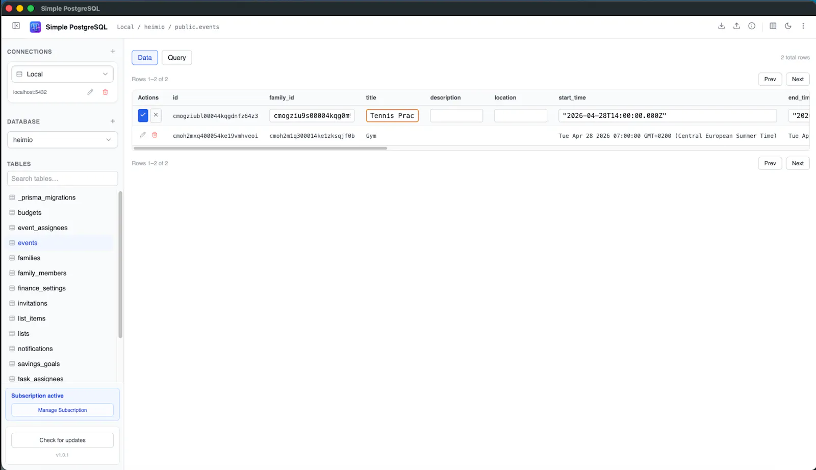 SimplePostgreSQL screenshot 2