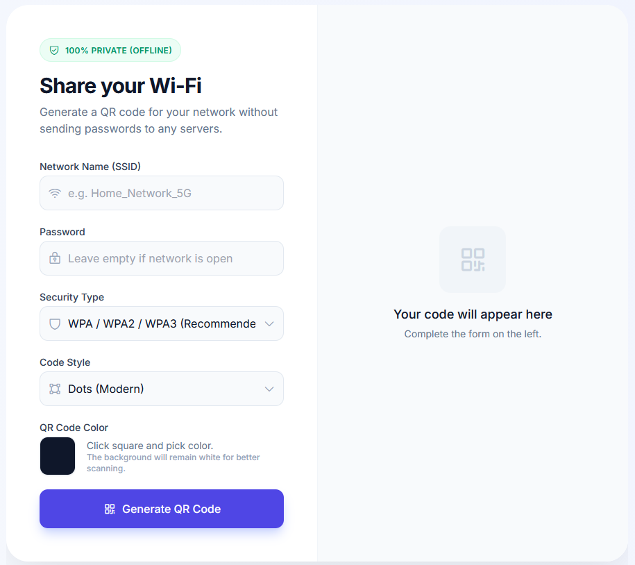 Wi-Fi QR Code free generator gallery image