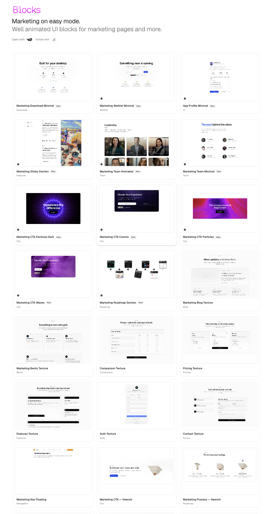 Shadcn Blocks gallery image