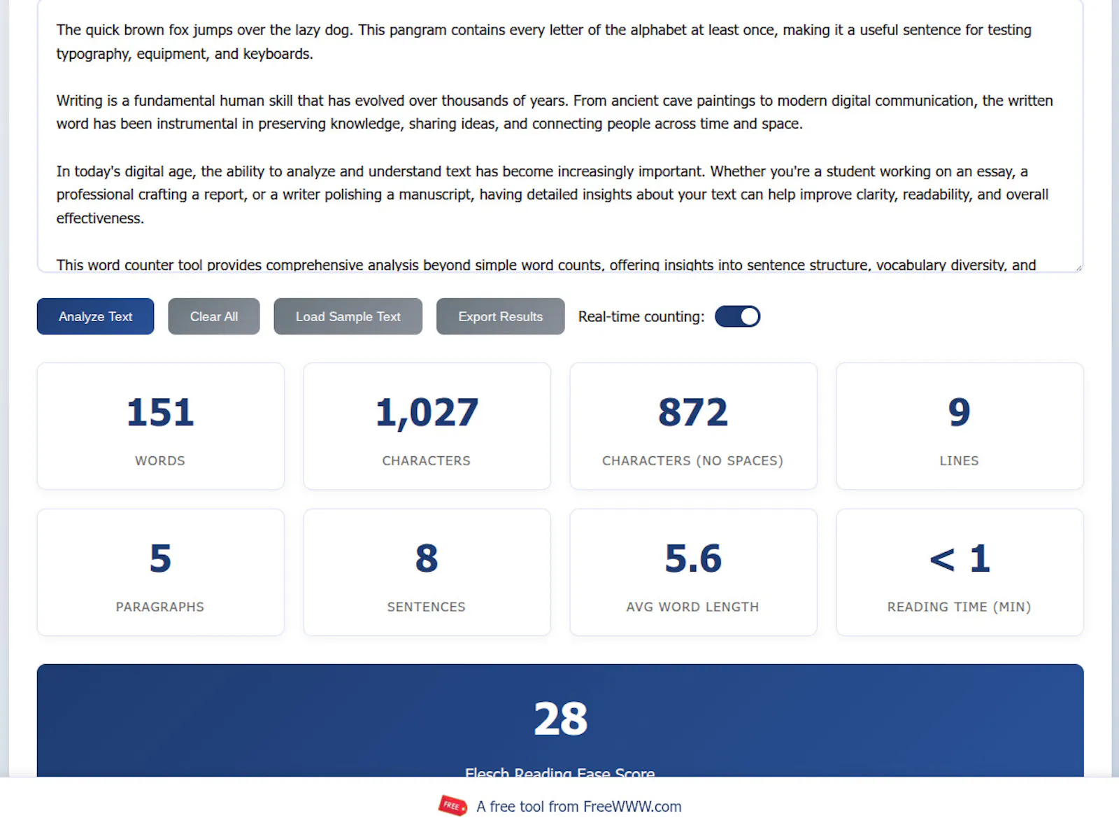FreeWWW Word Counter screenshot 1