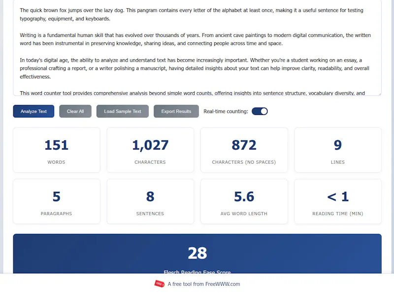 FreeWWW Word Counter screenshot 1