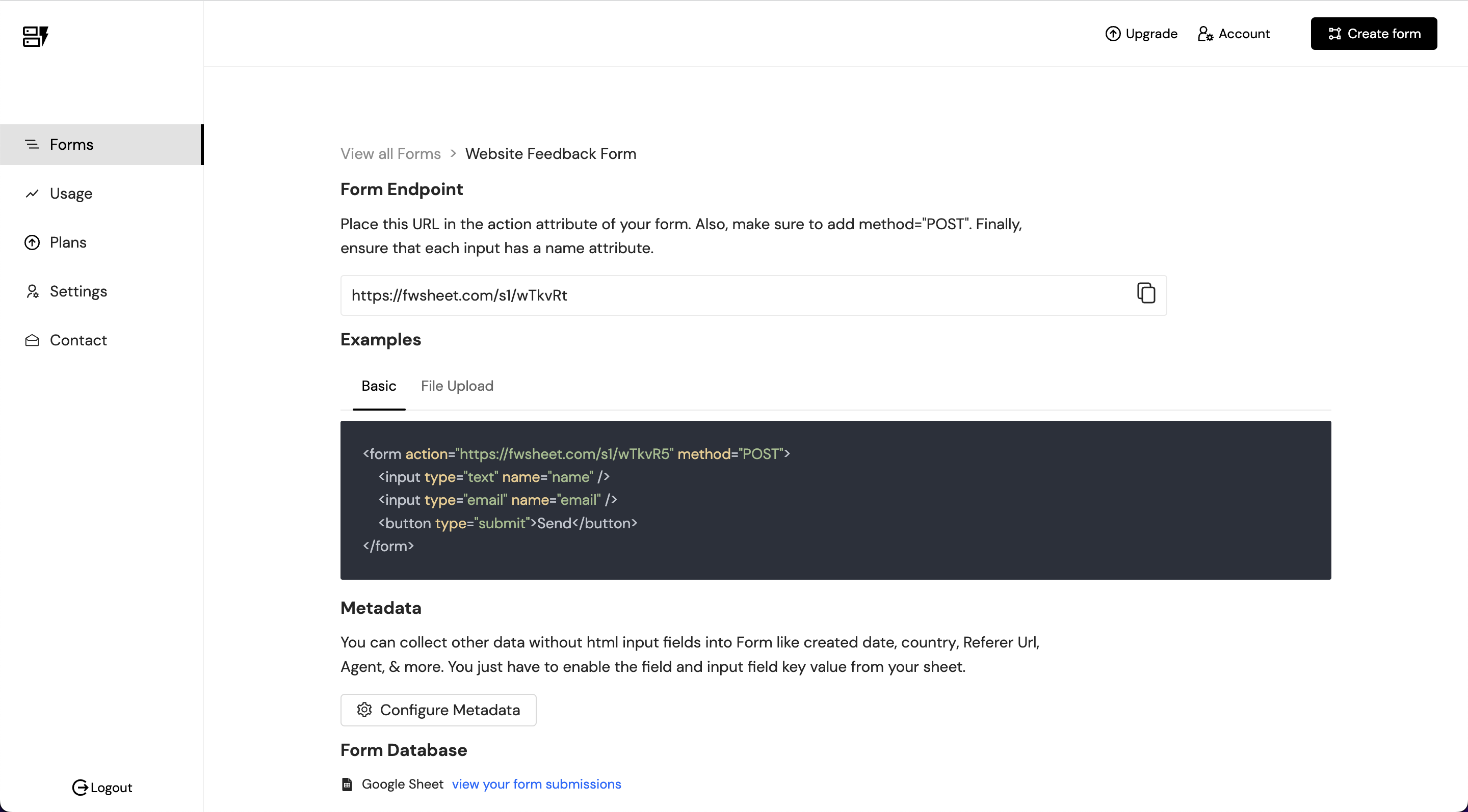 Form with Sheet gallery image