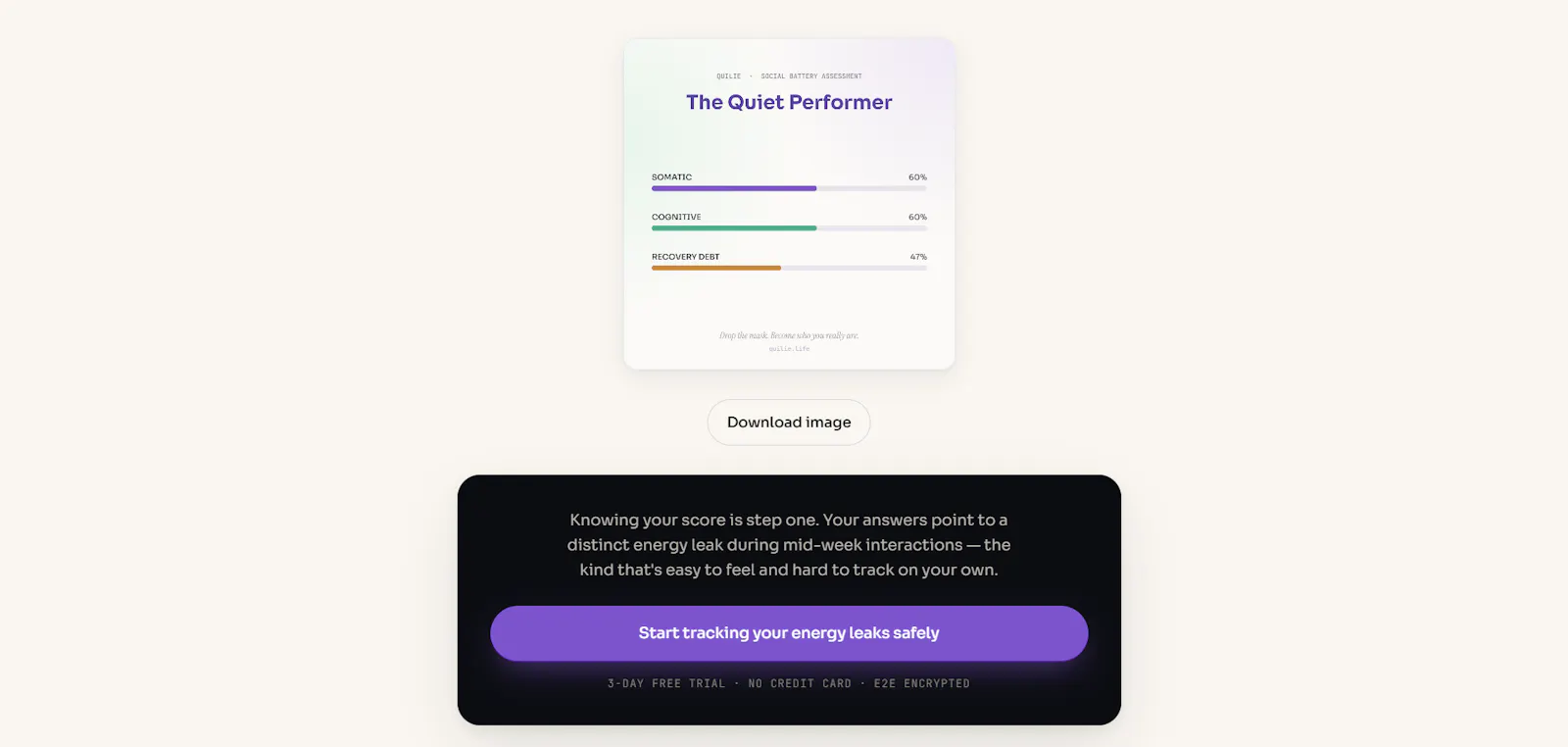 Social Battery Leak Assessment — QuiLie screenshot 3