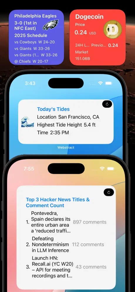 Média Extrait Web - Widgets personnalisés pour n'importe quel site Web ou API — aucun code requis. 1