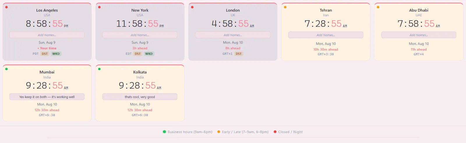 CityTime.io Meeting Planner tools screenshot 2