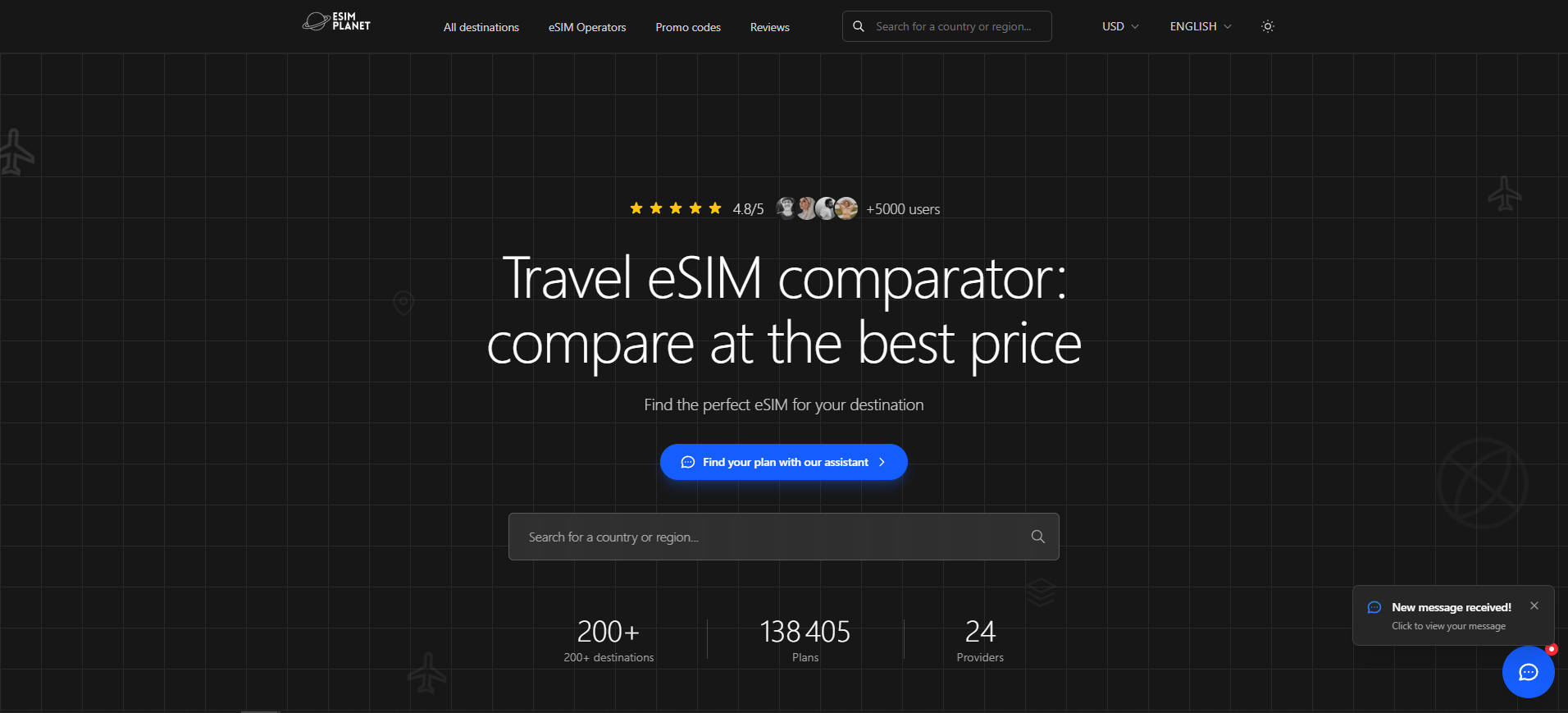 eSIM Planet - Main product screenshot demonstrating key features and user interface