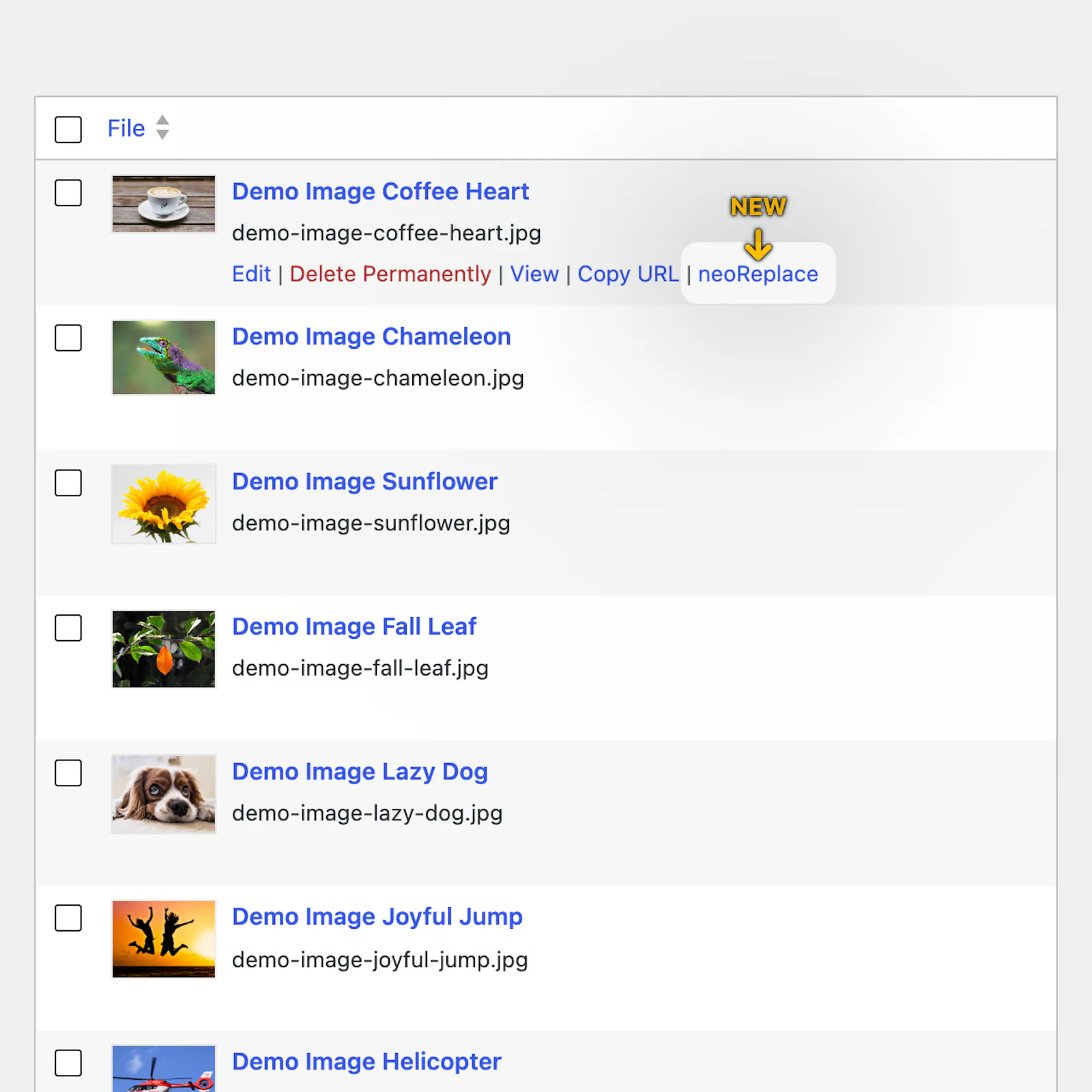 neoReplace - WP plugin to replace images screenshot 3