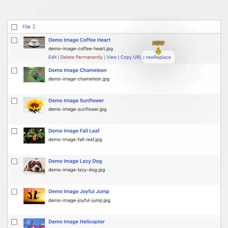 neoReplace - WP plugin to replace images screenshot 3