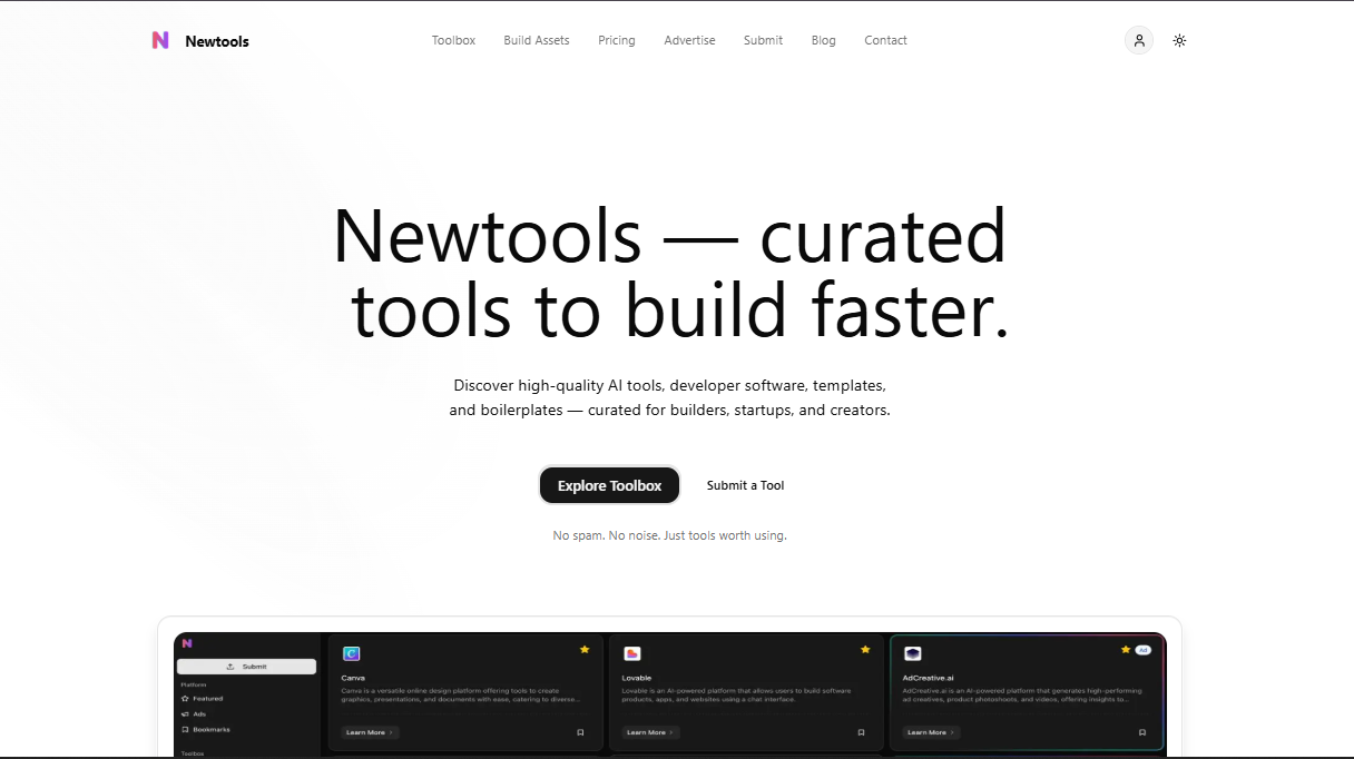 Newtools - Main product screenshot demonstrating key features and user interface