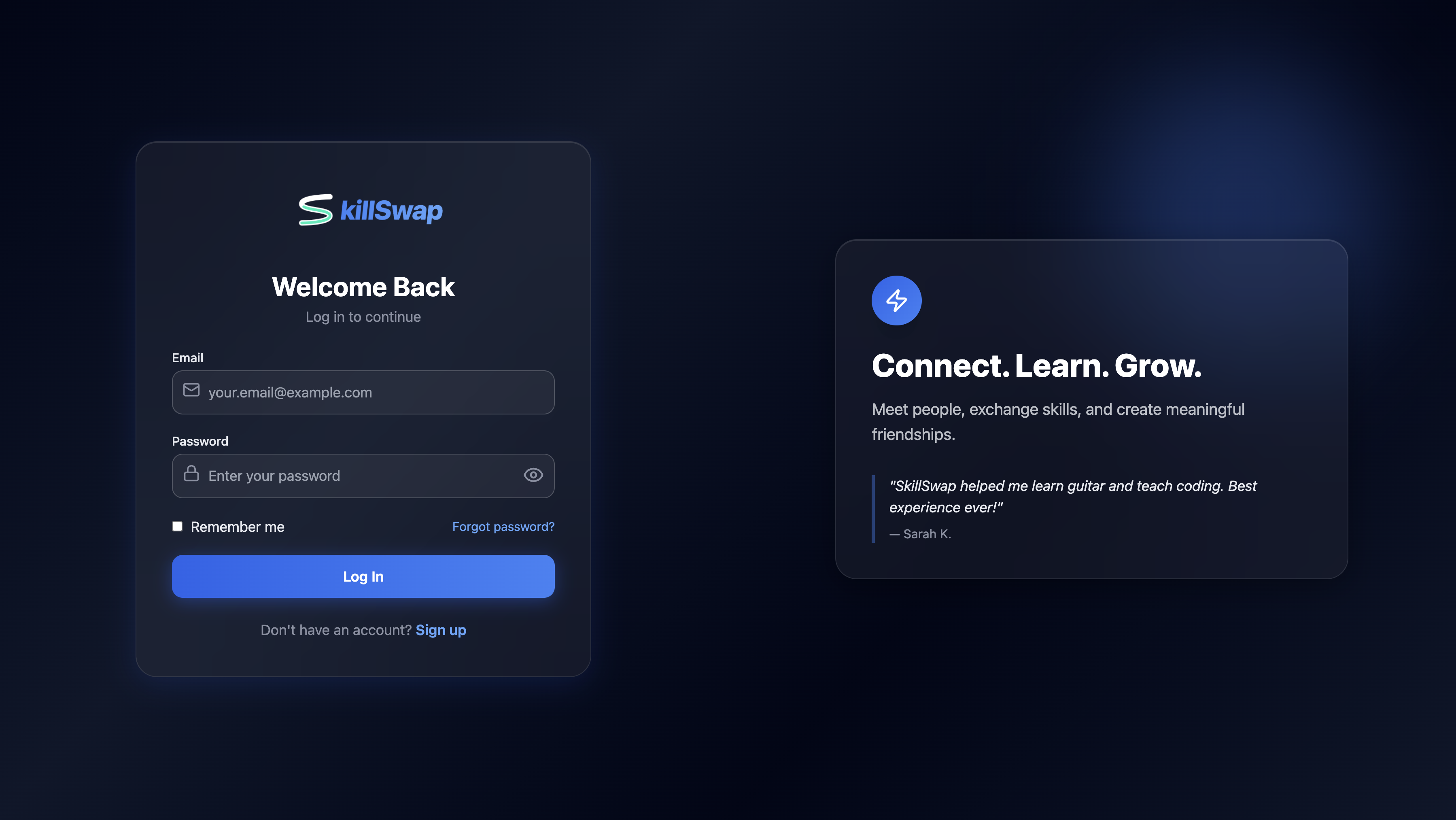 SKILLSWAP - Screenshot 3 showing product features and functionality