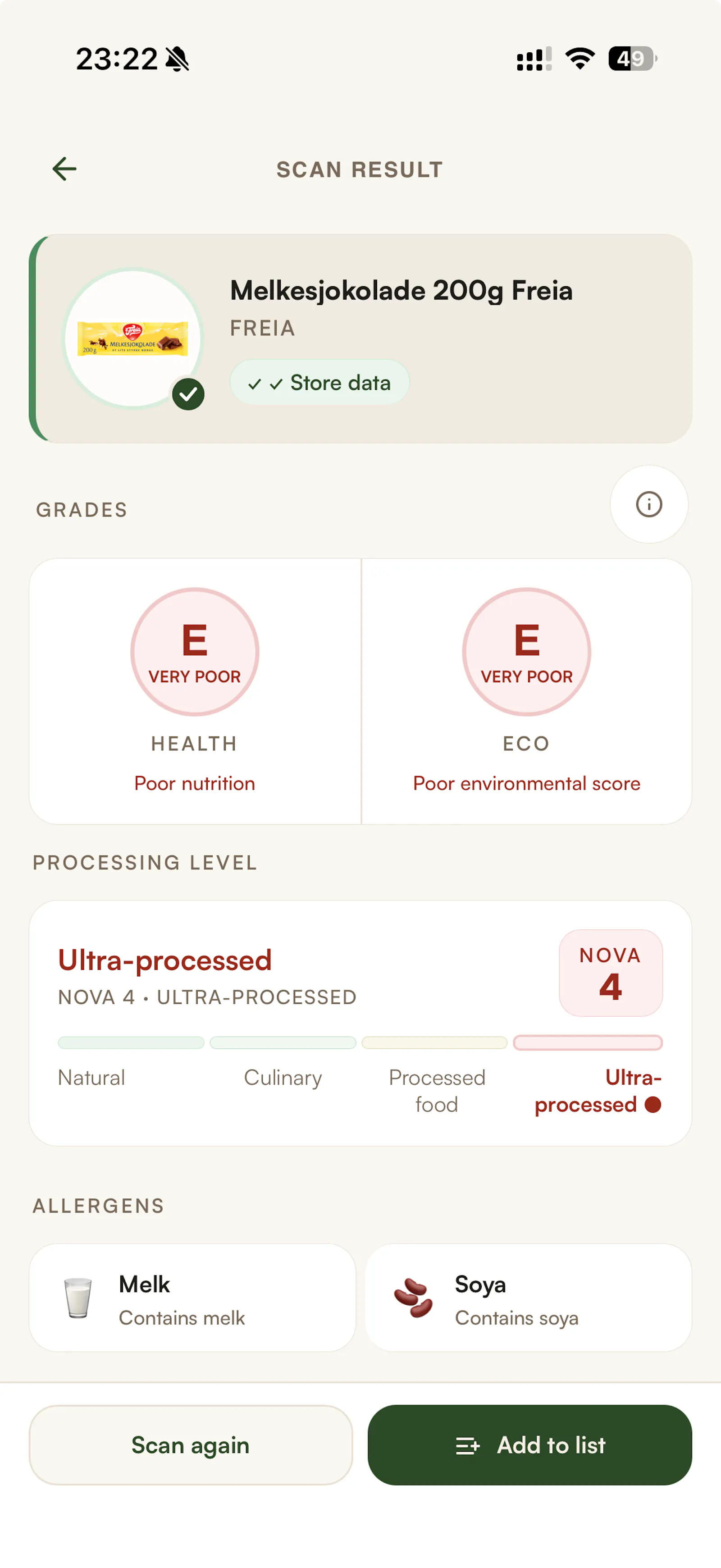 Skaren — Food scanner for Norway screenshot 1