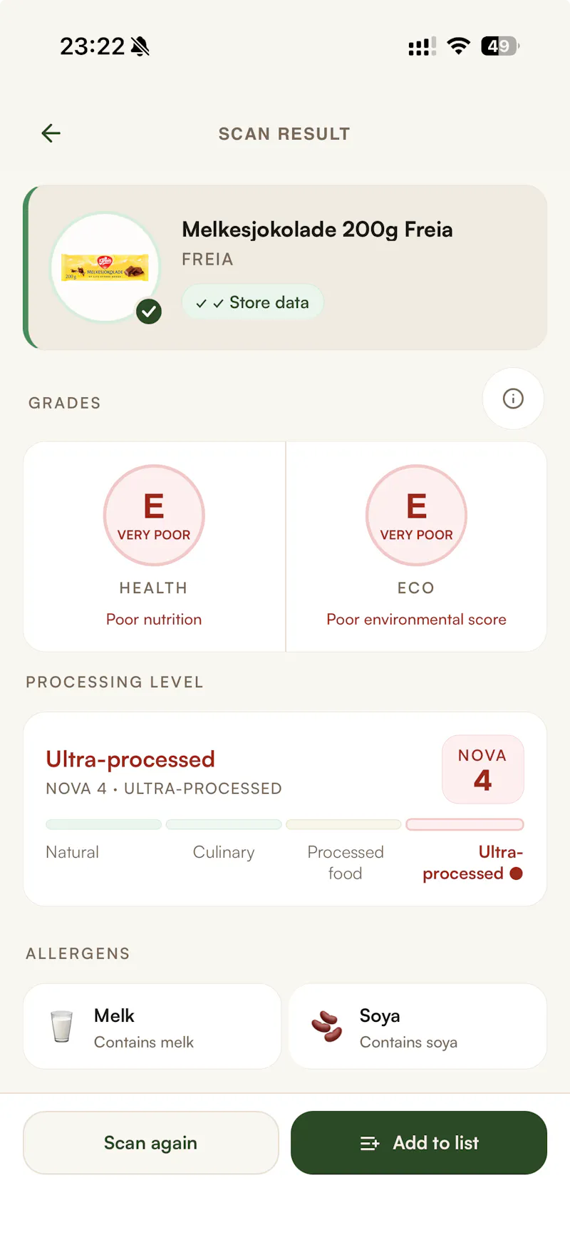 Skaren — Food scanner for Norway screenshot 1