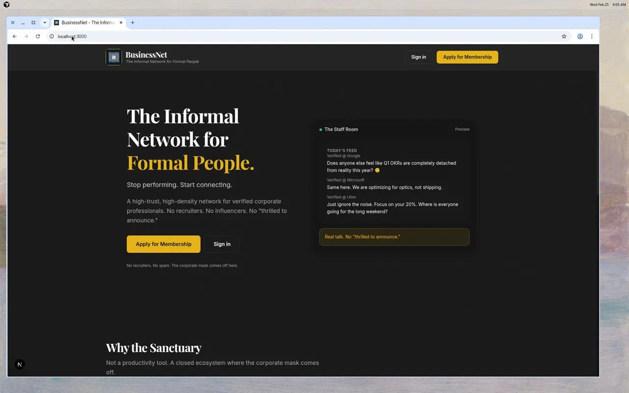 BusinessNet - Main product screenshot demonstrating key features and user interface