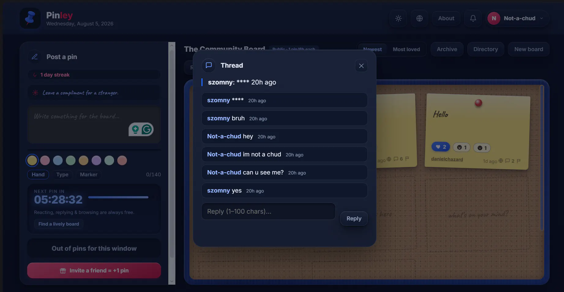 Pinley — community Chat gallery image