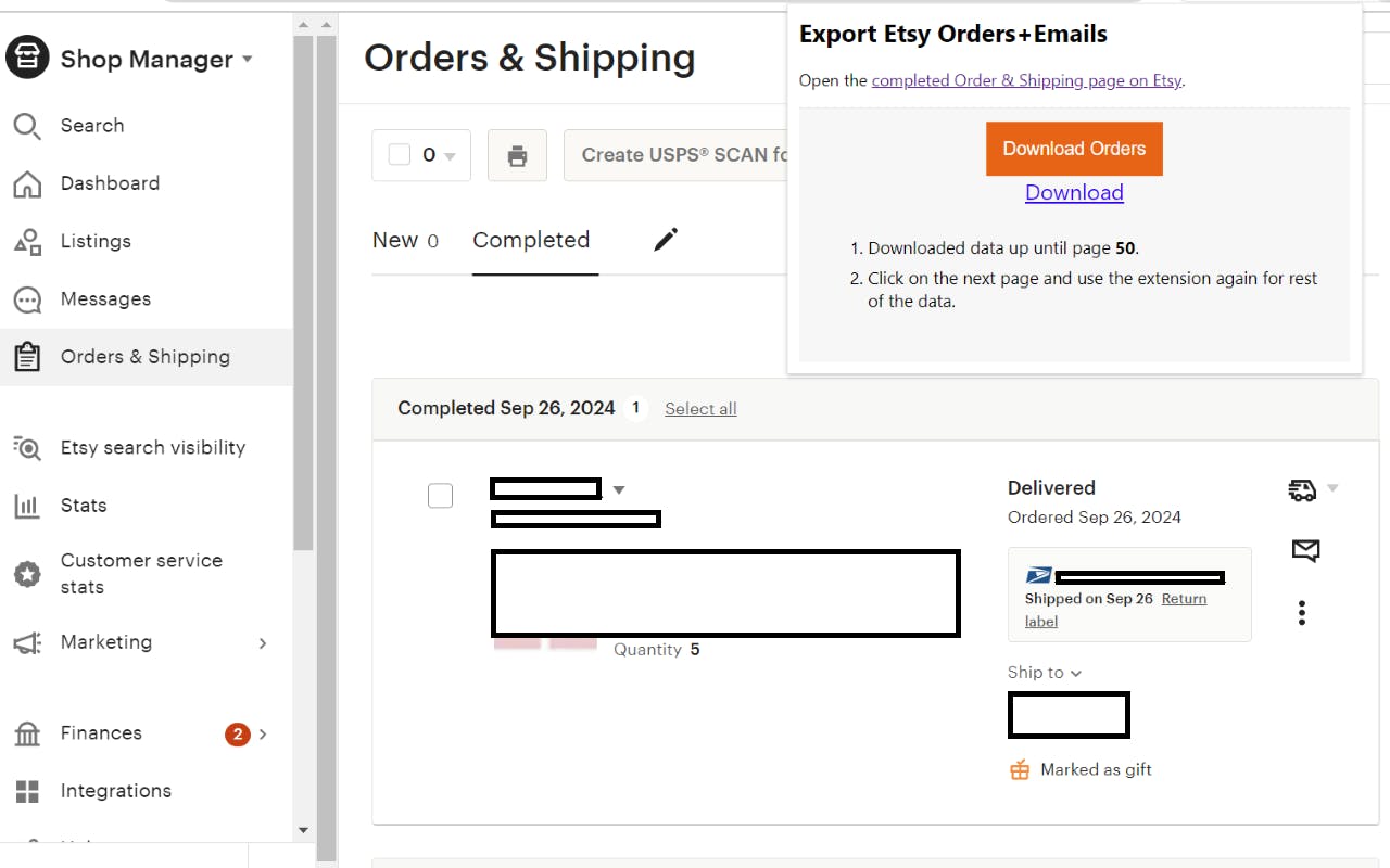 Export Etsy Orders+Emails media 1