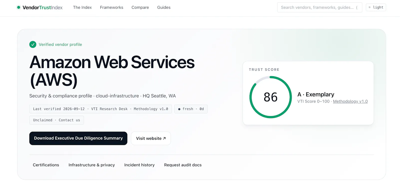Vendor Trust Index screenshot 3